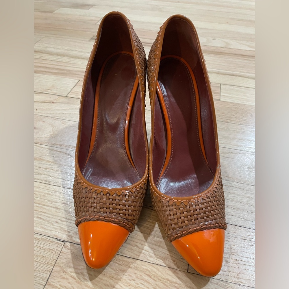 Sergio Rossi Brown and Orange Heels